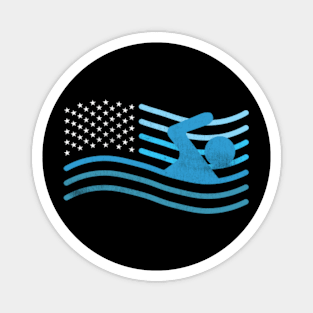 Swiming  USA Flag Magnet